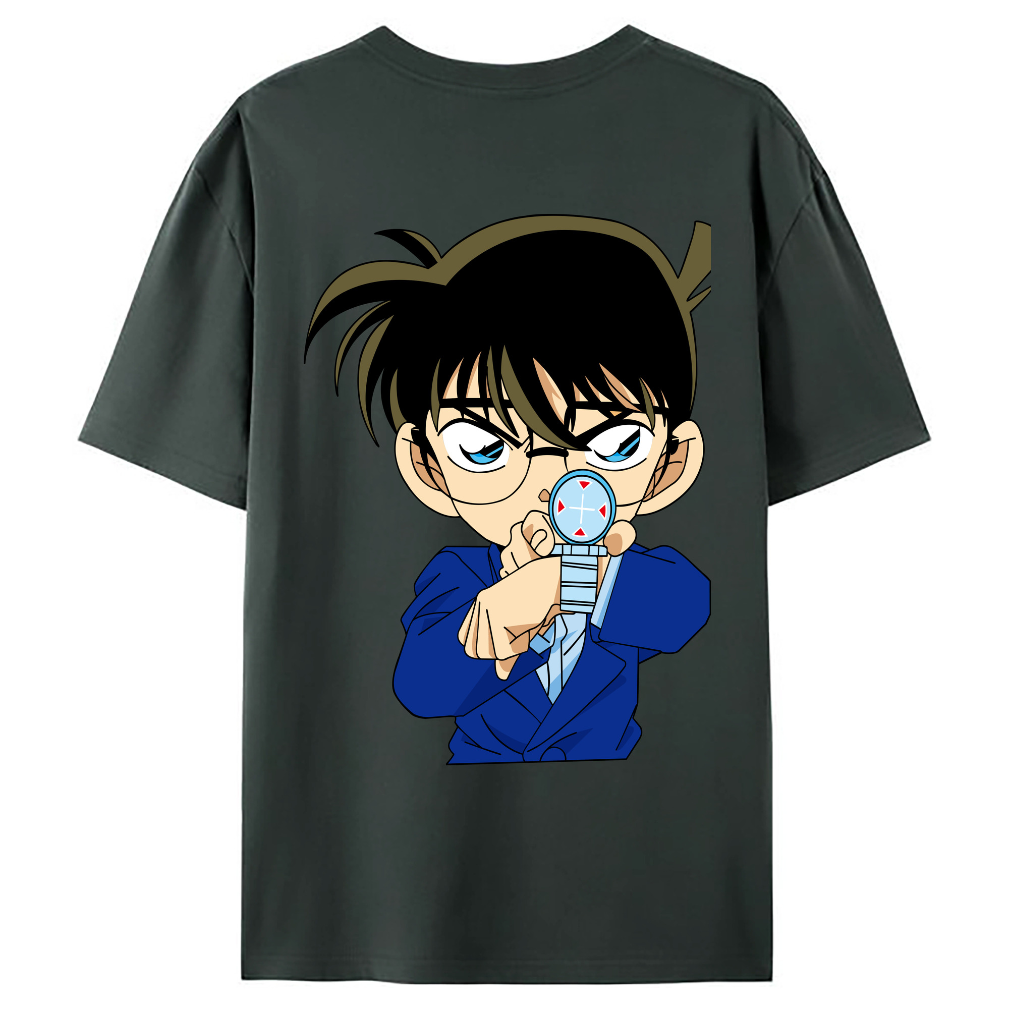 （画像用） 名探偵コナン 江戸川 コナン Detective Conan Conan Edogawa 綿100％ メンズ半袖Tシャツ（バックプリント） 通気性